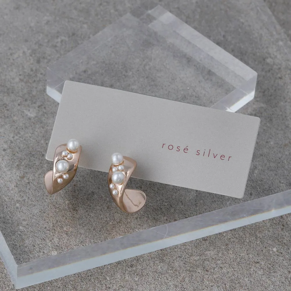 Rose Silver Pearlized Twist Earrings