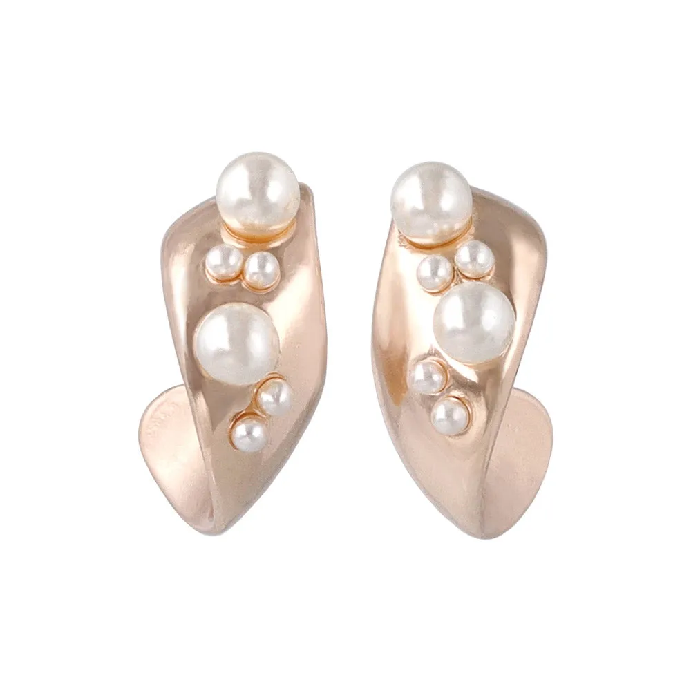 Rose Silver Pearlized Twist Earrings