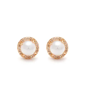 Rosette Stud Earring (Large) - Yellow Gold, Pearl & Champagne Diamonds