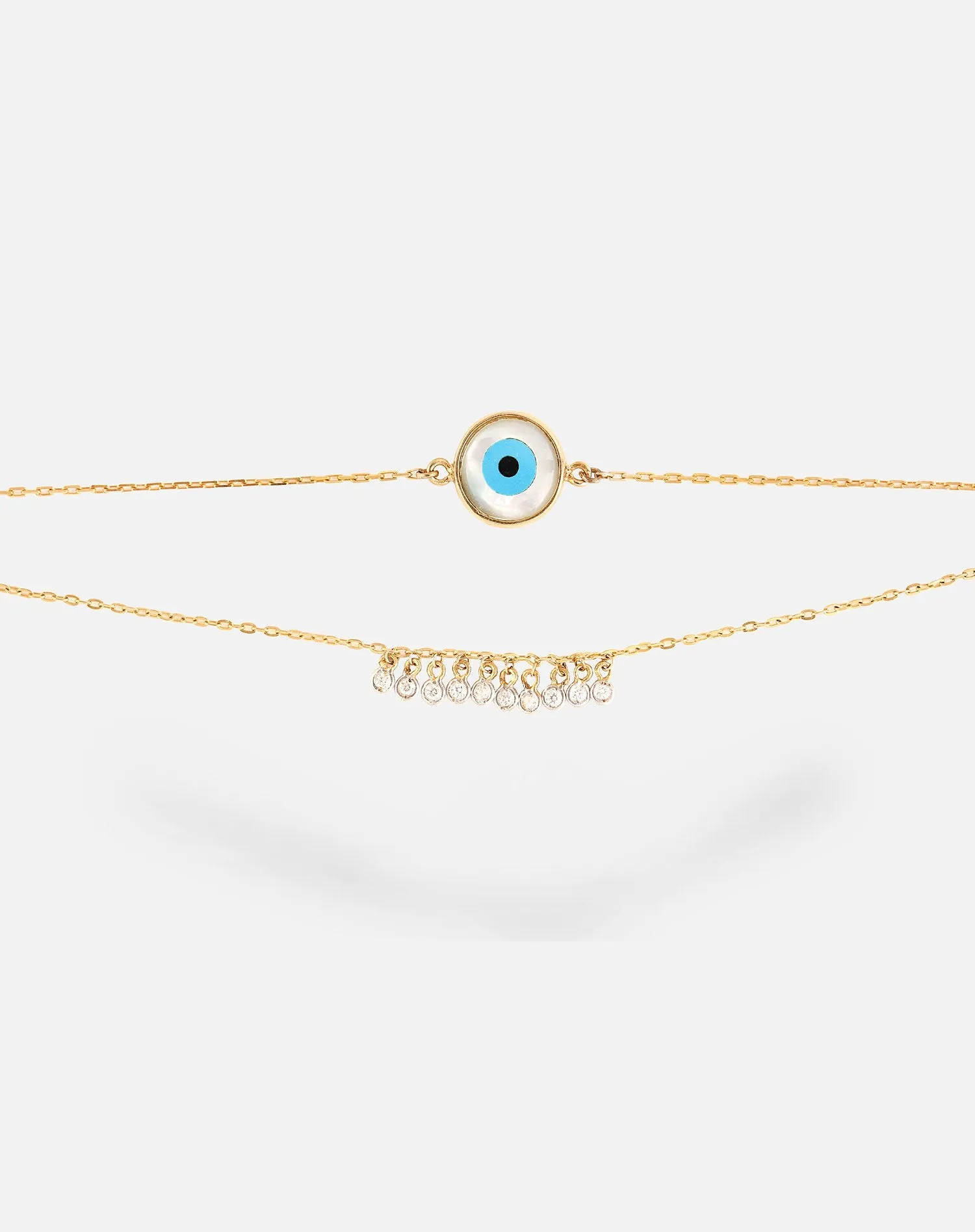 Round Evil Eye With Dangling diamonds Bracelet