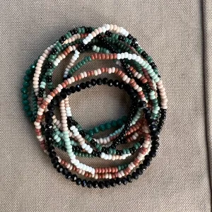 Sage Beaded Mixed Stripe Bracelets, Desert