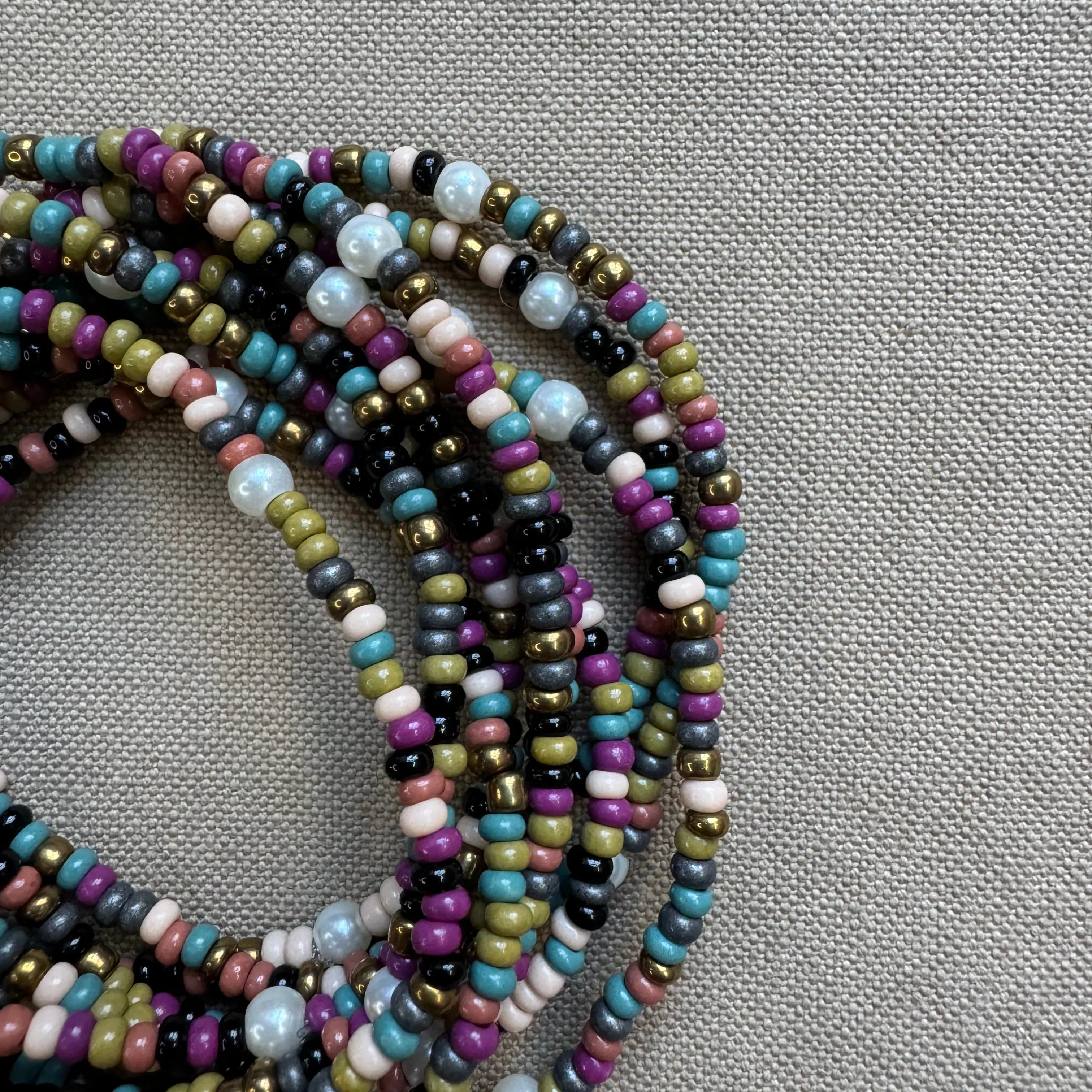 Sage Beaded Mixed Stripe Bracelets, Jewel Tones