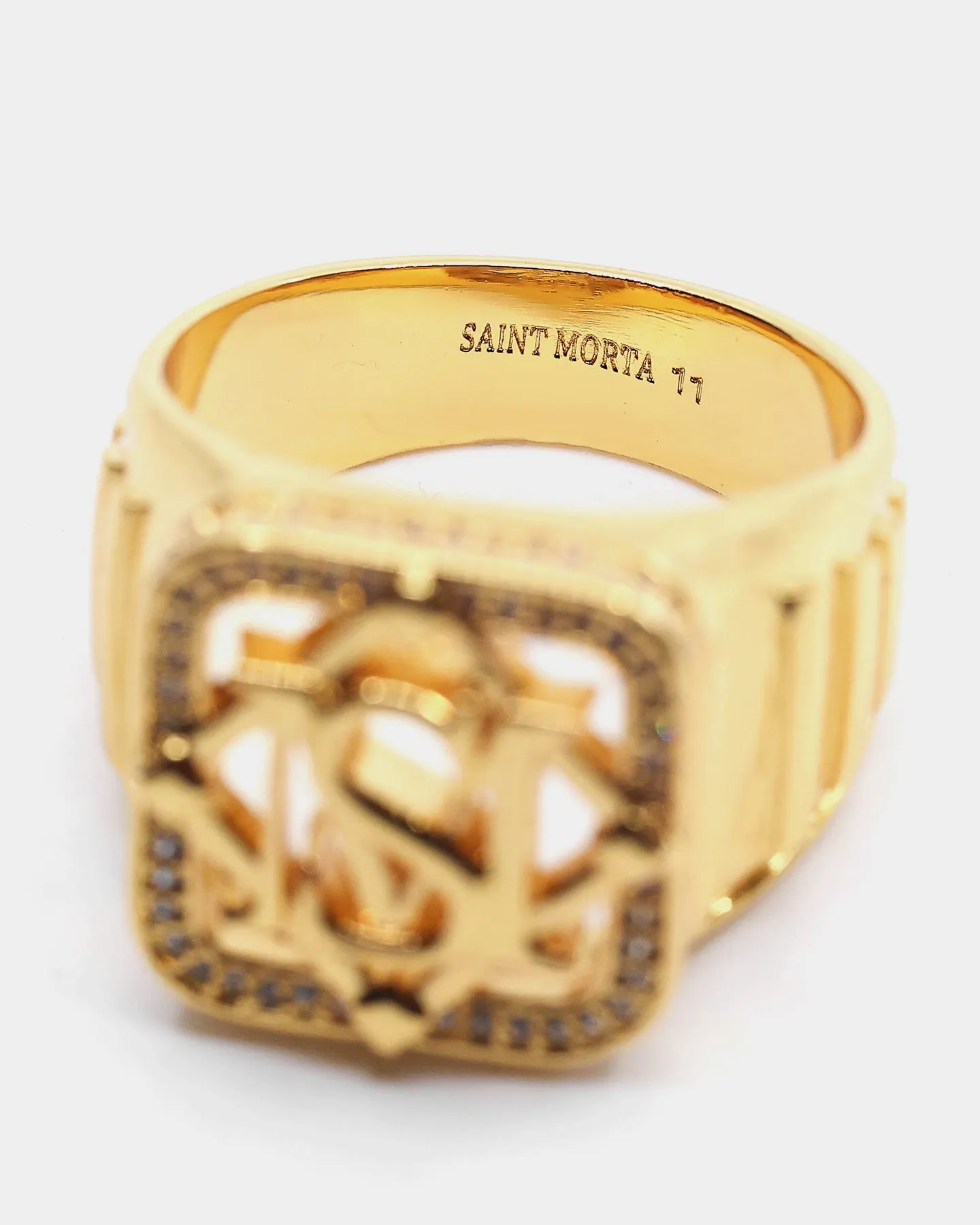 Saint Morta Men's Lineage Championship Ring Iced Gold