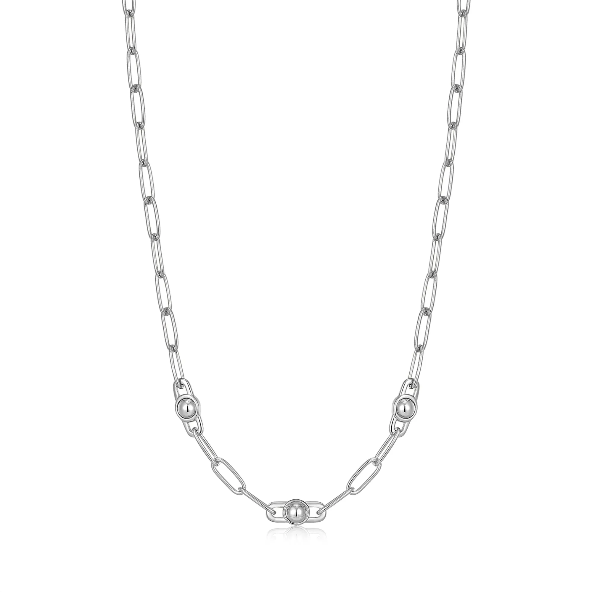 Silver Orb Link Chunky Chain Necklace