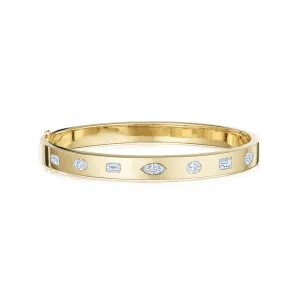 Stackable Bangle with Mixed Shape Diamonds