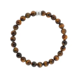 Stainless Steel & Tiger Eye Beaded Bracelet - "Stones"