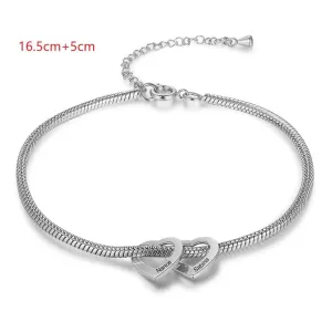 Stainless Steel Heart Shaped Bracelet personalized with 2-6 names