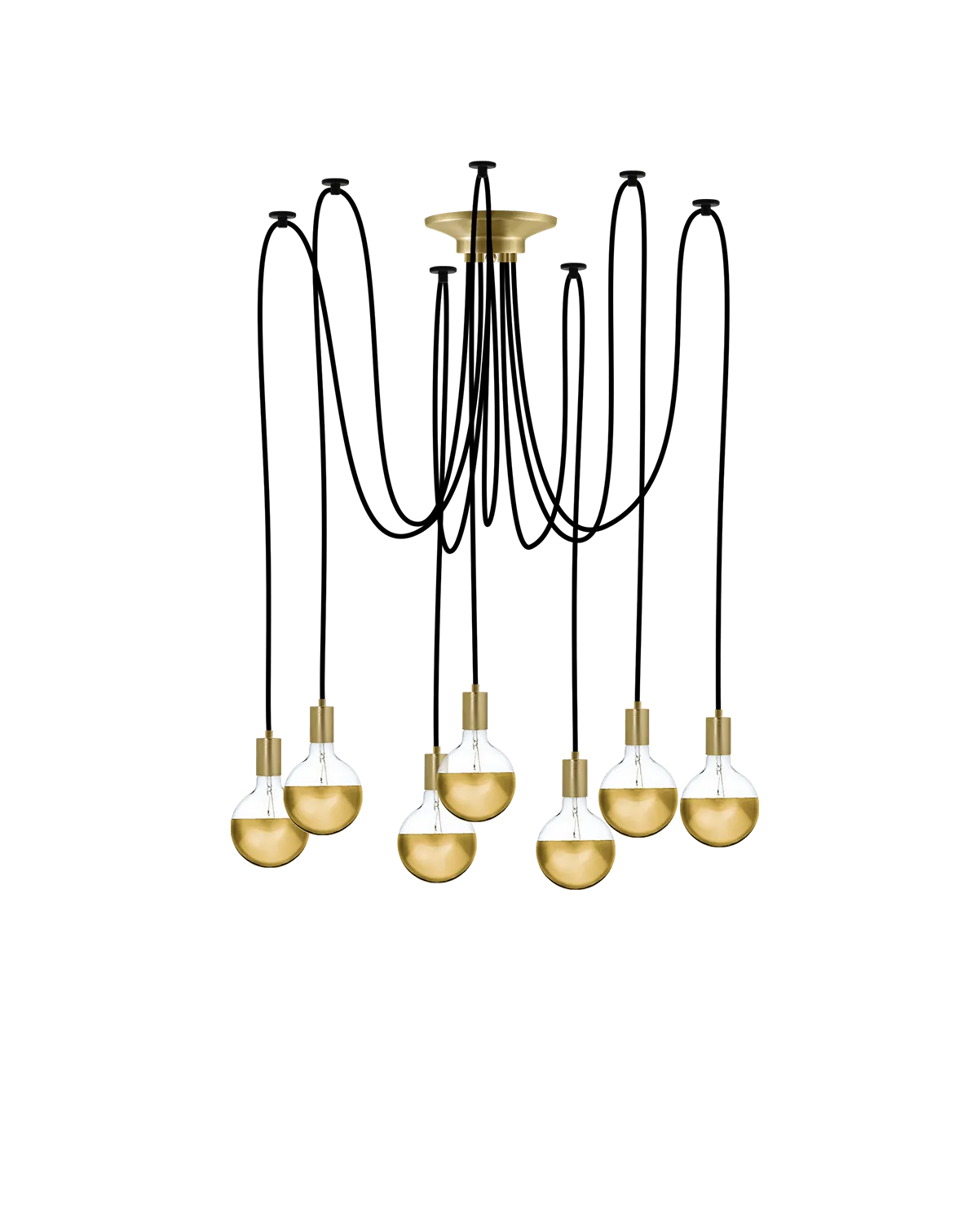 Swag Chandelier: Black with Gold Dipped Bulbs