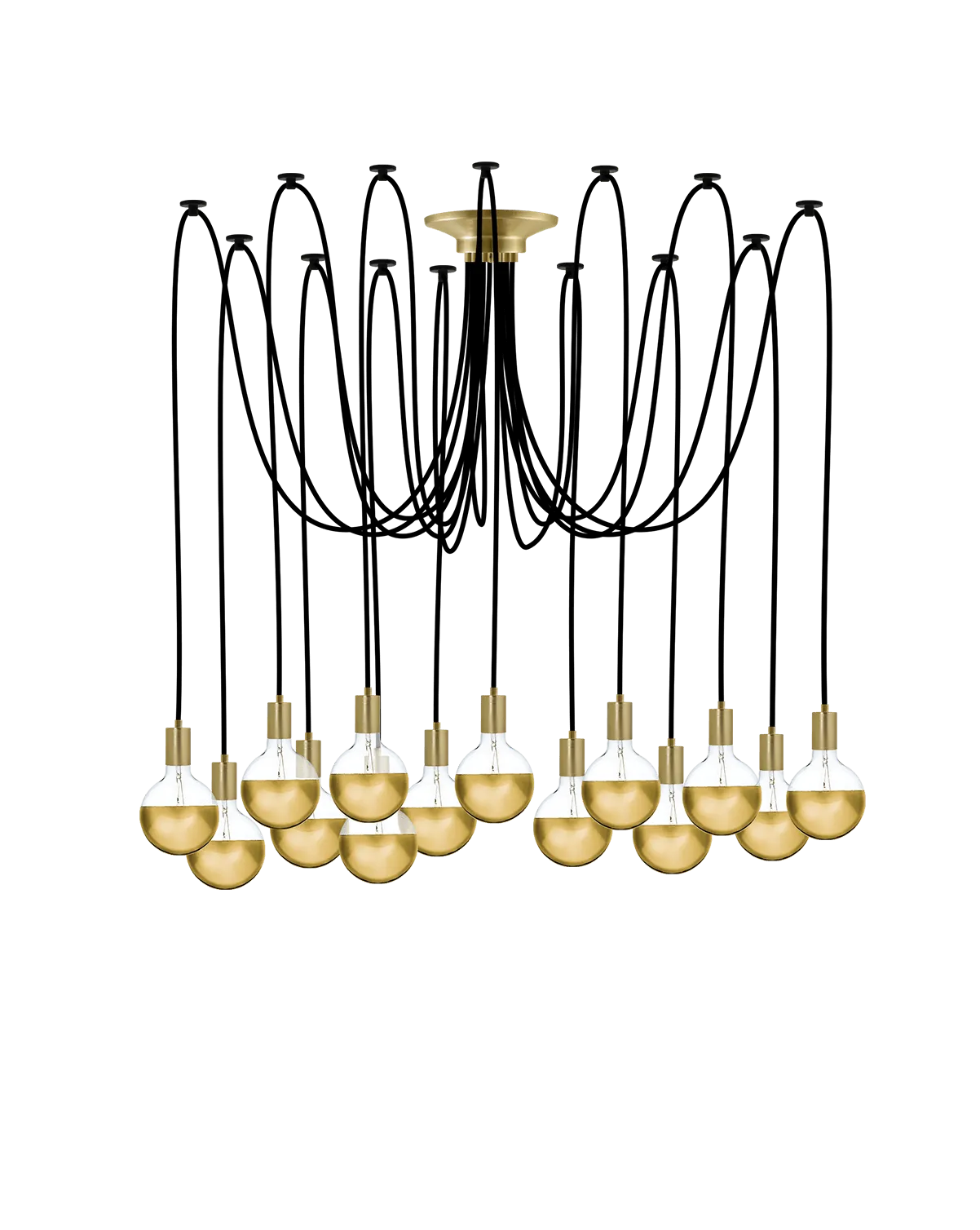 Swag Chandelier: Black with Gold Dipped Bulbs