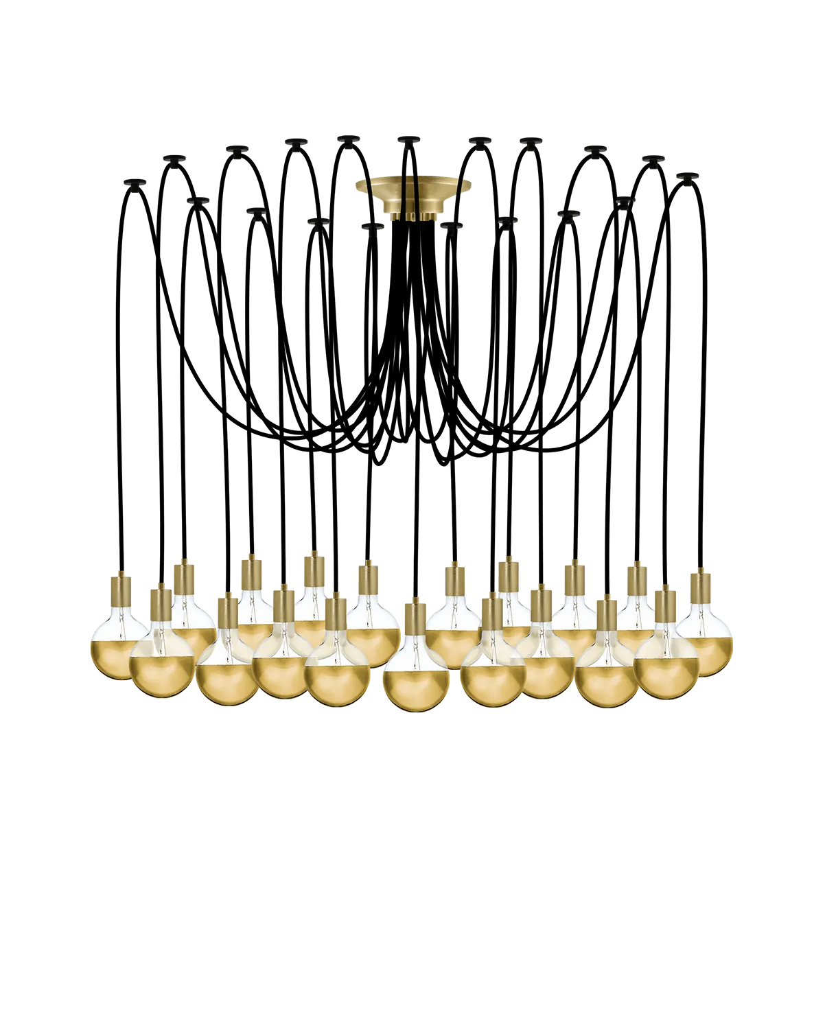 Swag Chandelier: Black with Gold Dipped Bulbs