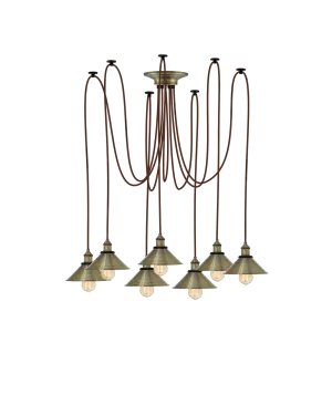 Swag Chandelier: Brown and Antique Cone Shades