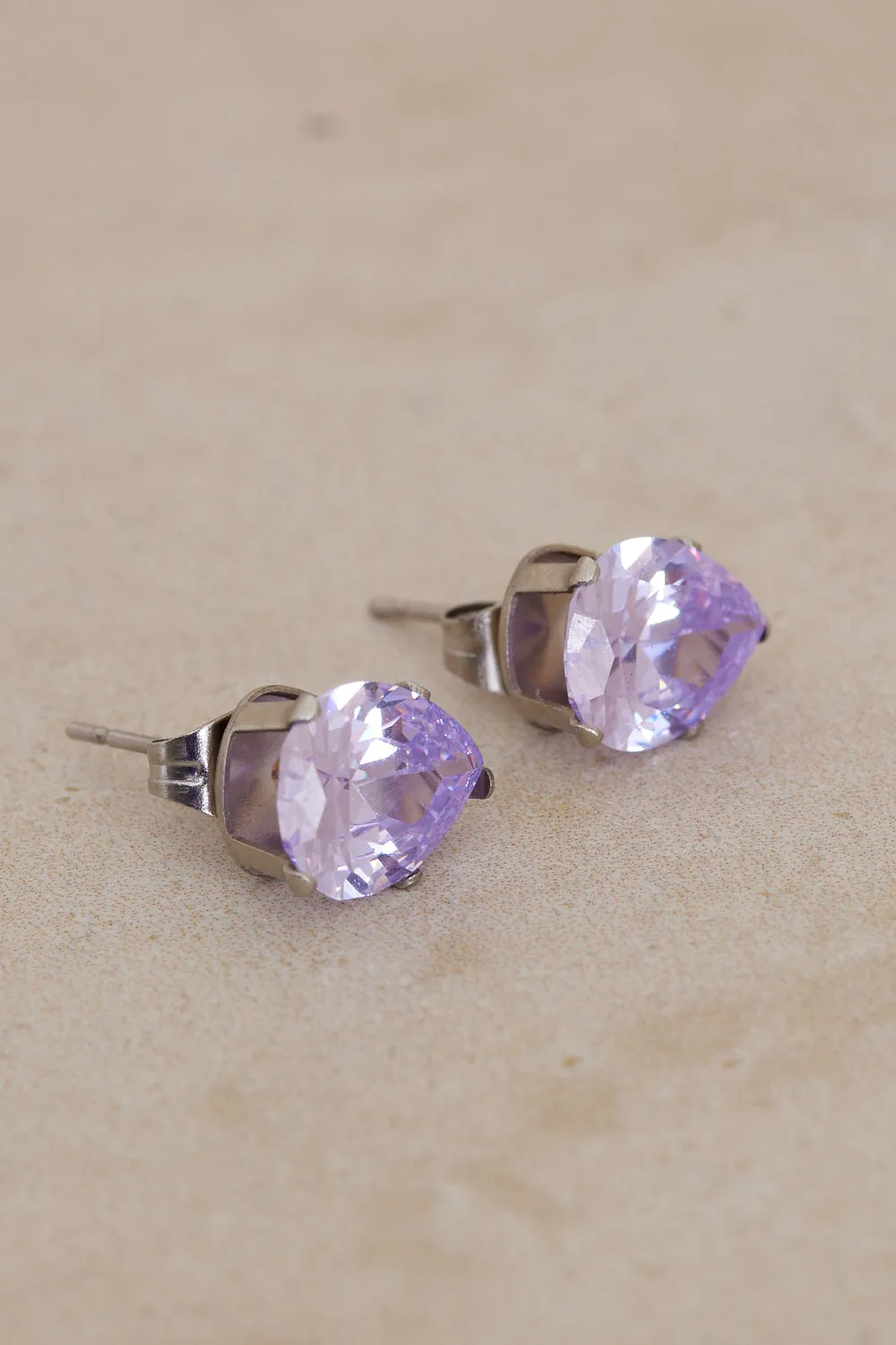 Teardrop Stud Earrings - Lilac Purple