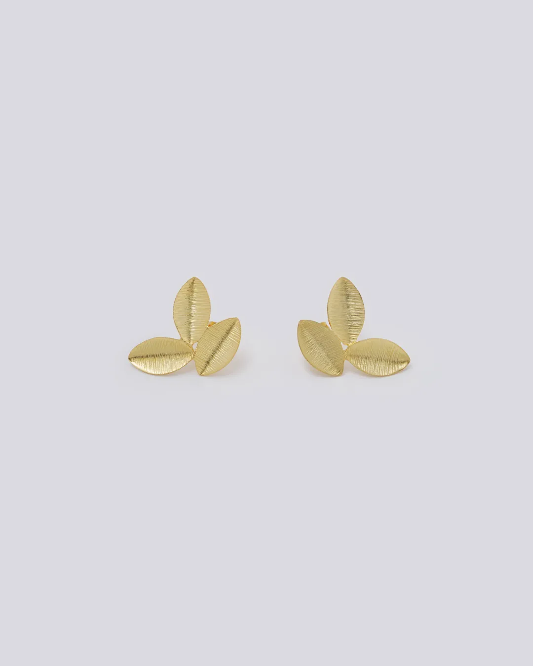 Three Gold Tiny Leaf Earrings