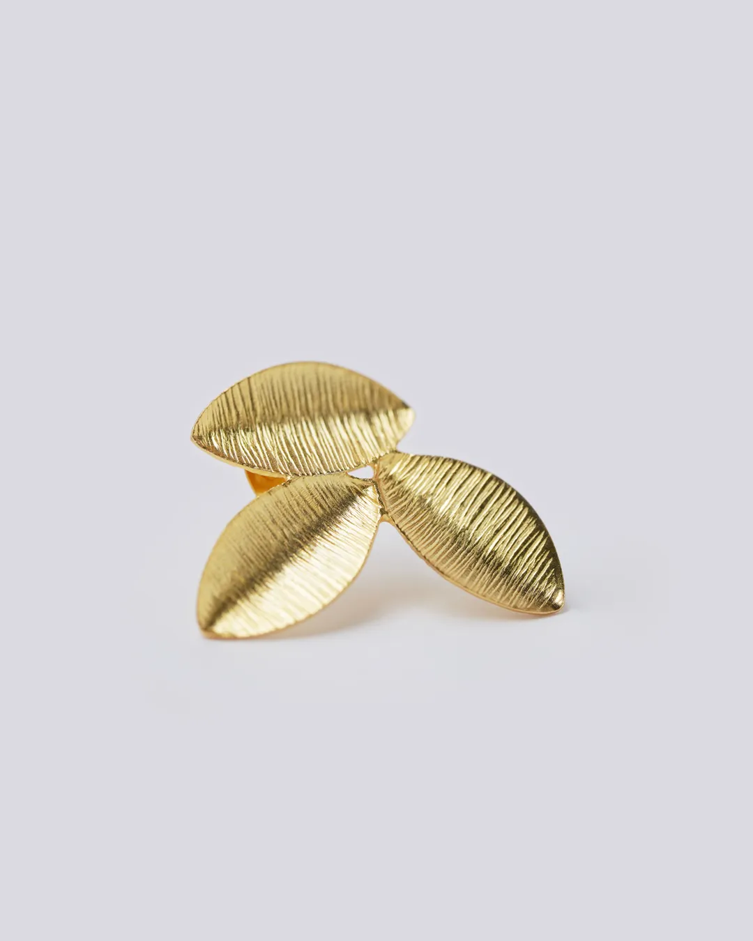 Three Gold Tiny Leaf Earrings