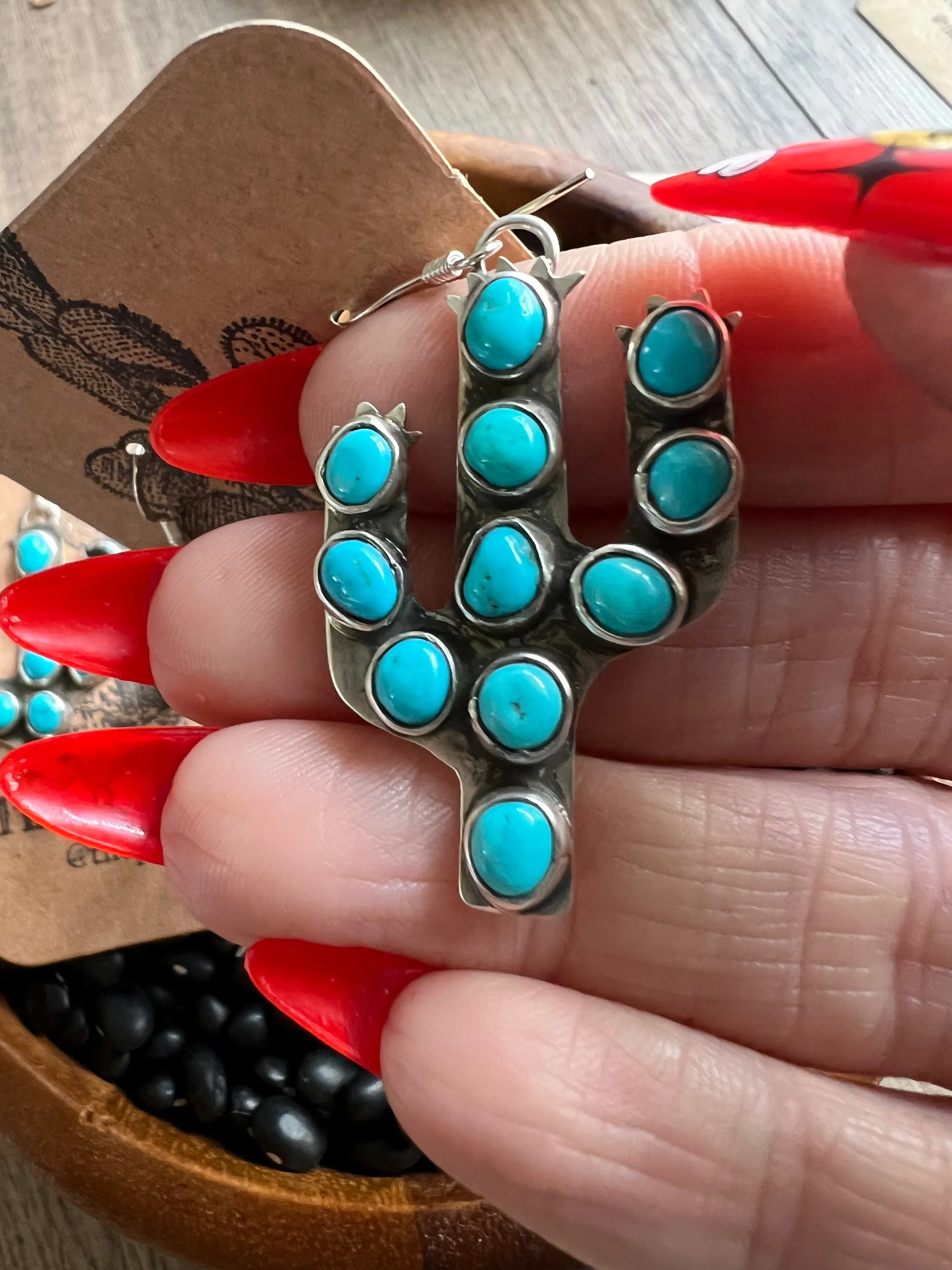 Turquoise Cactus Earrings