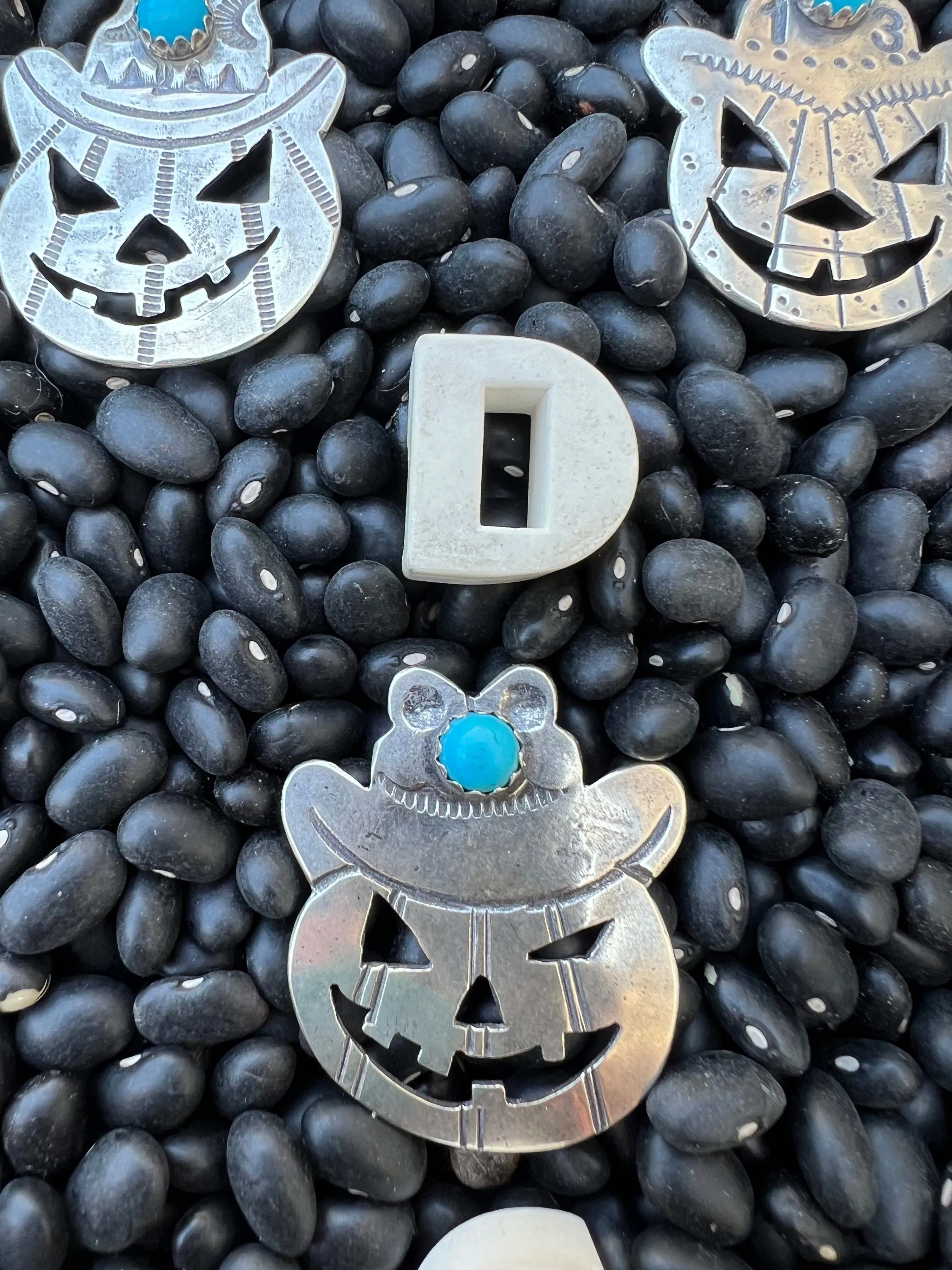 Turquoise Cowboy Jack O Lantern Pendant