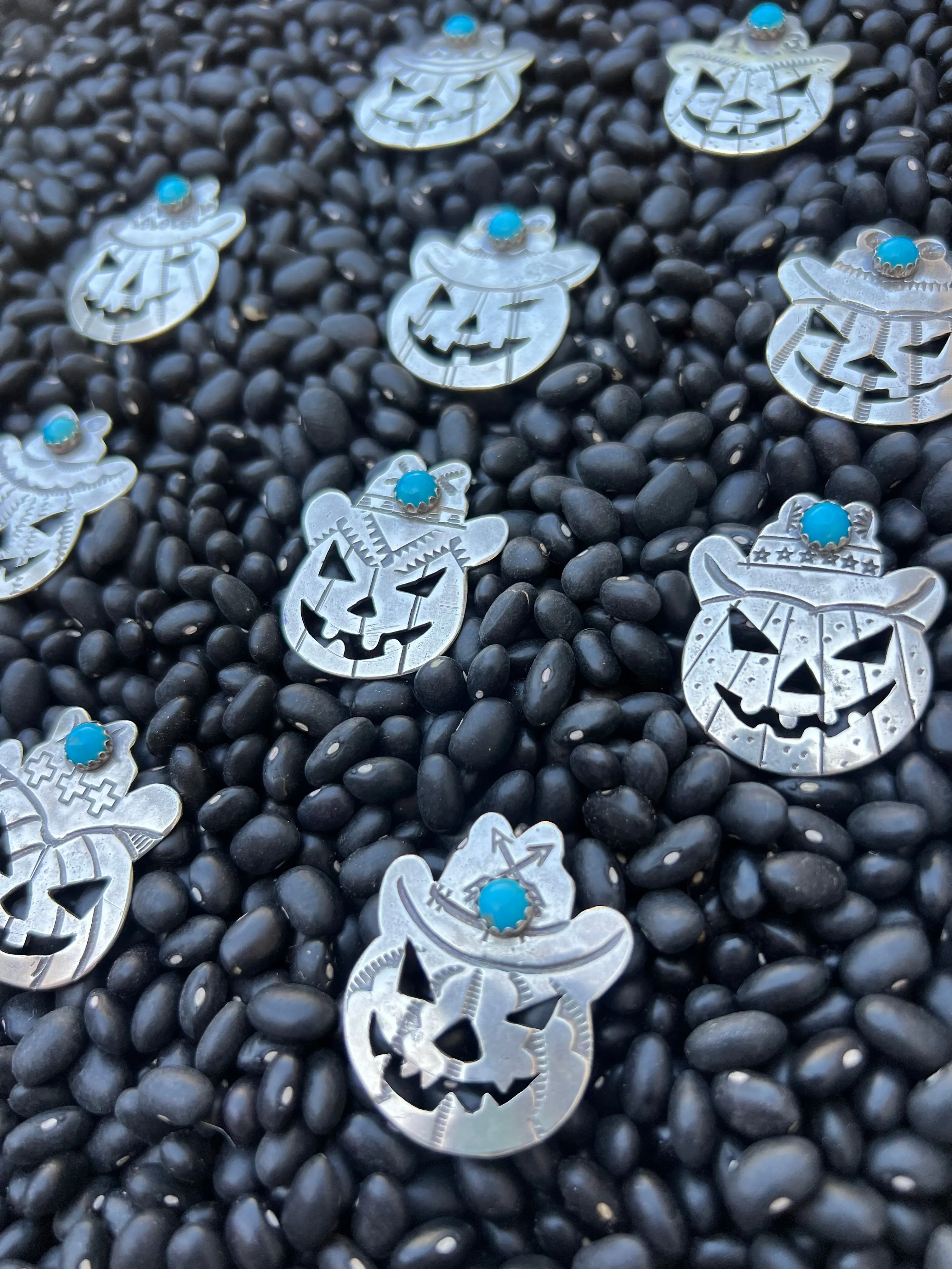 Turquoise Cowboy Jack O Lantern Pendant