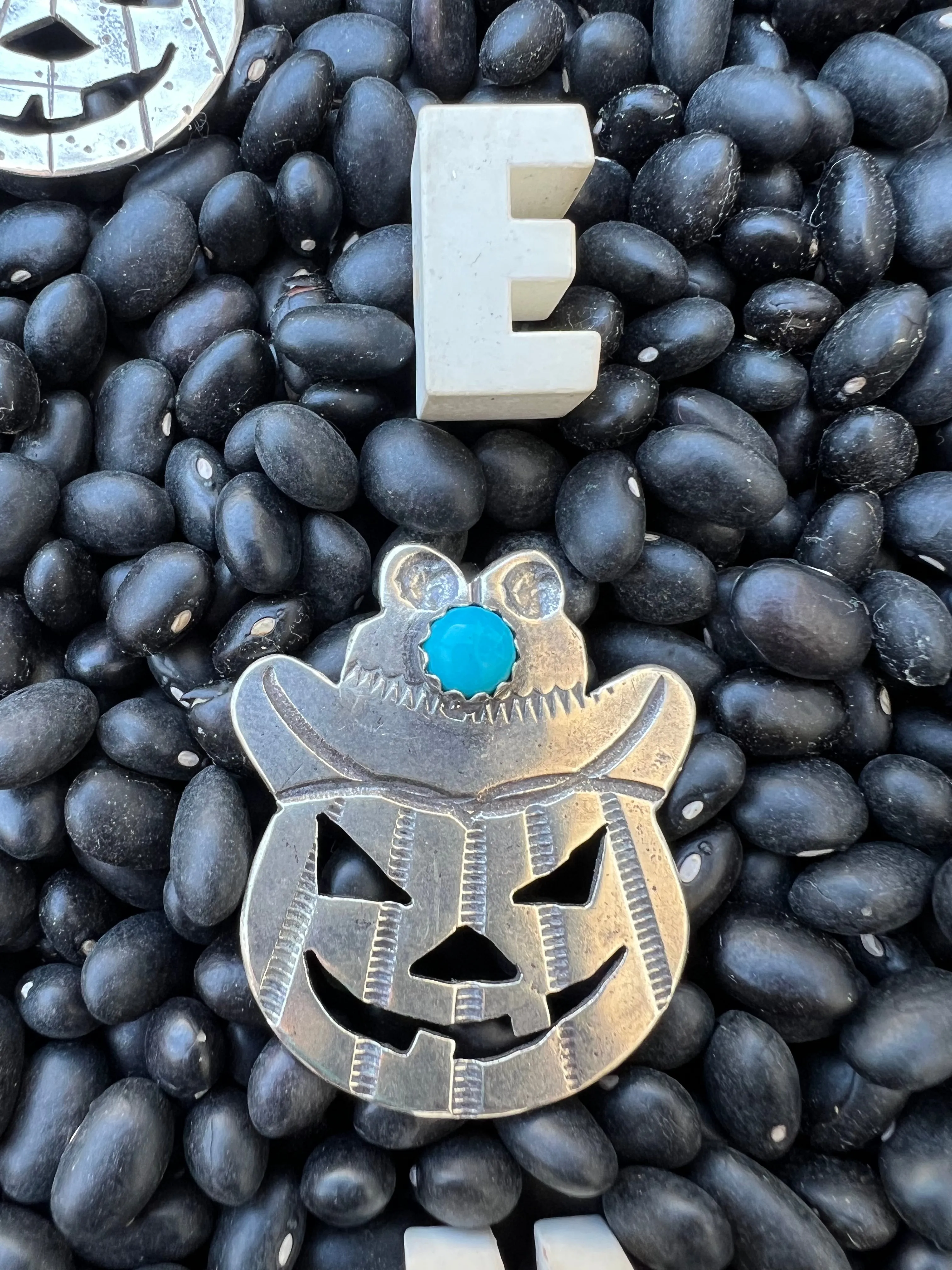 Turquoise Cowboy Jack O Lantern Pendant