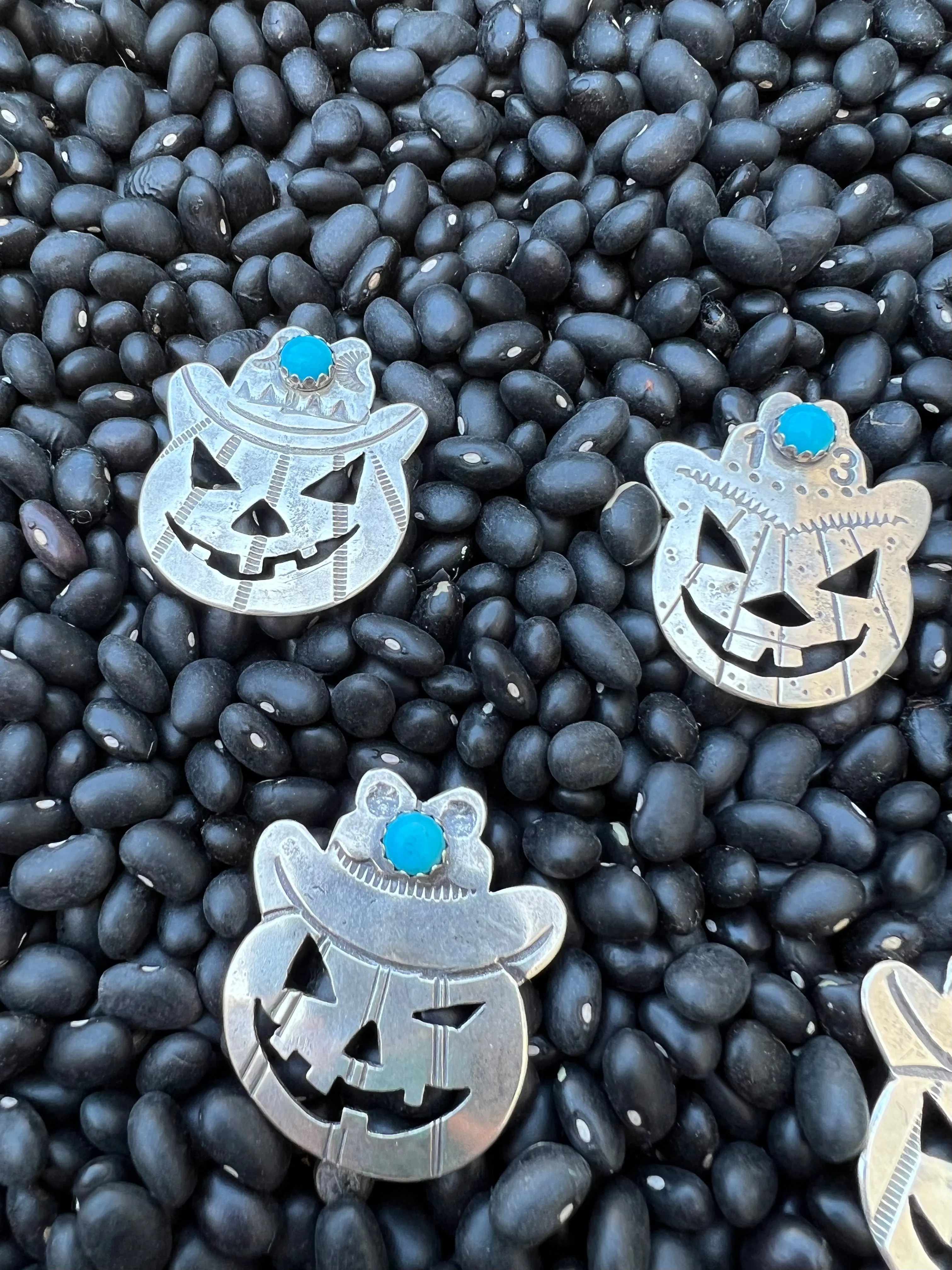 Turquoise Cowboy Jack O Lantern Pendant