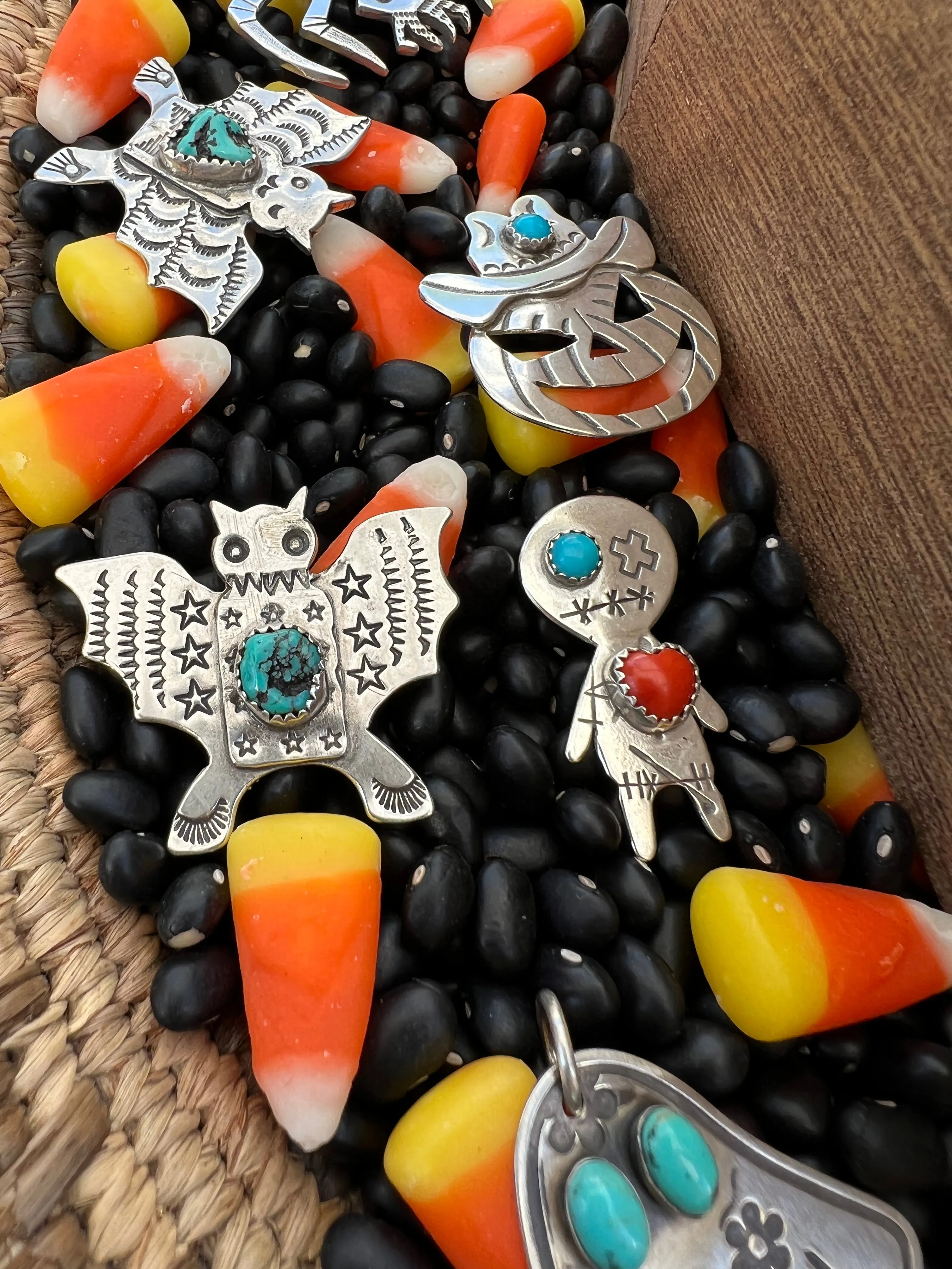 Turquoise Cowboy Jack O Lantern Pendant