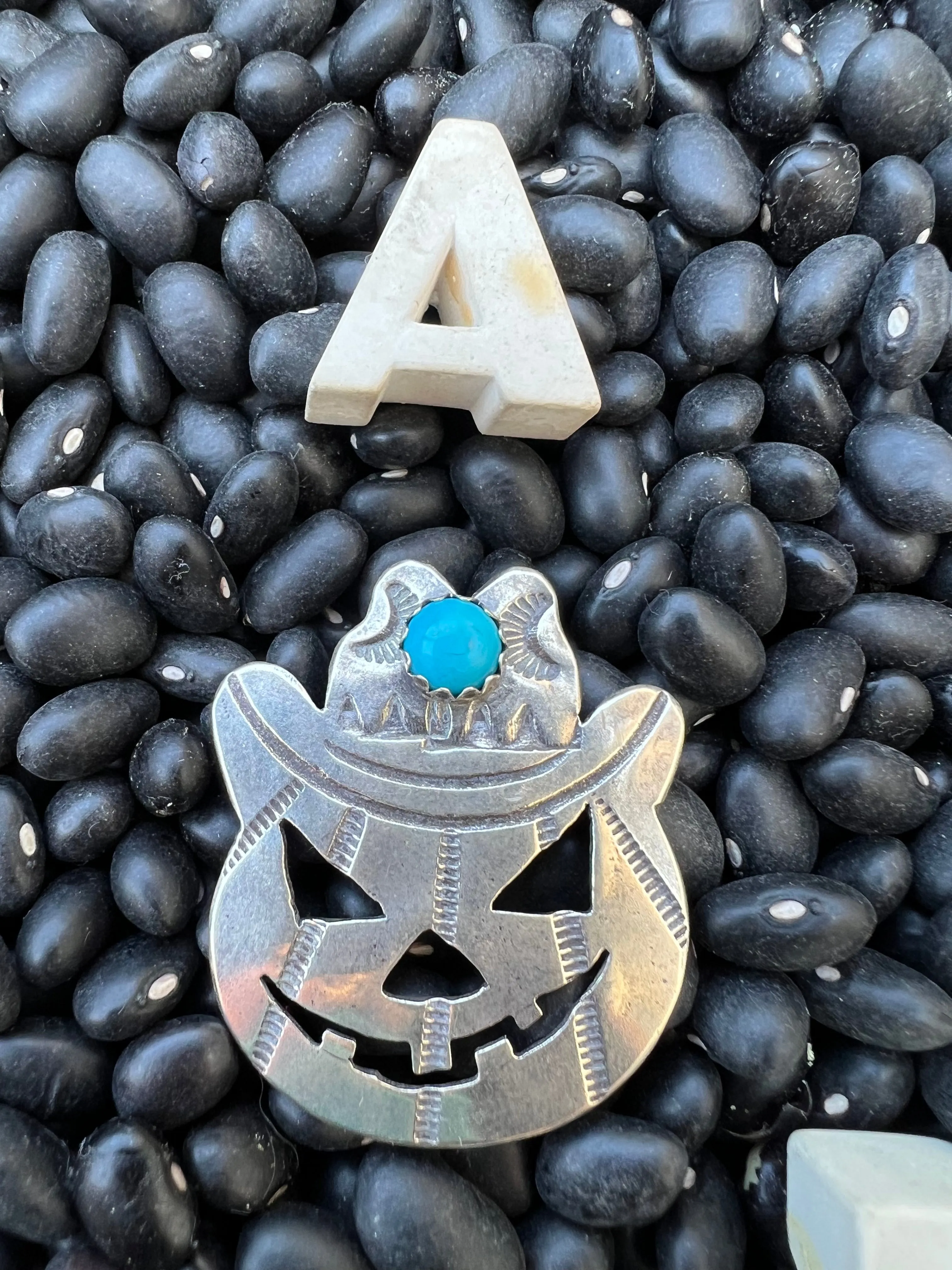 Turquoise Cowboy Jack O Lantern Pendant