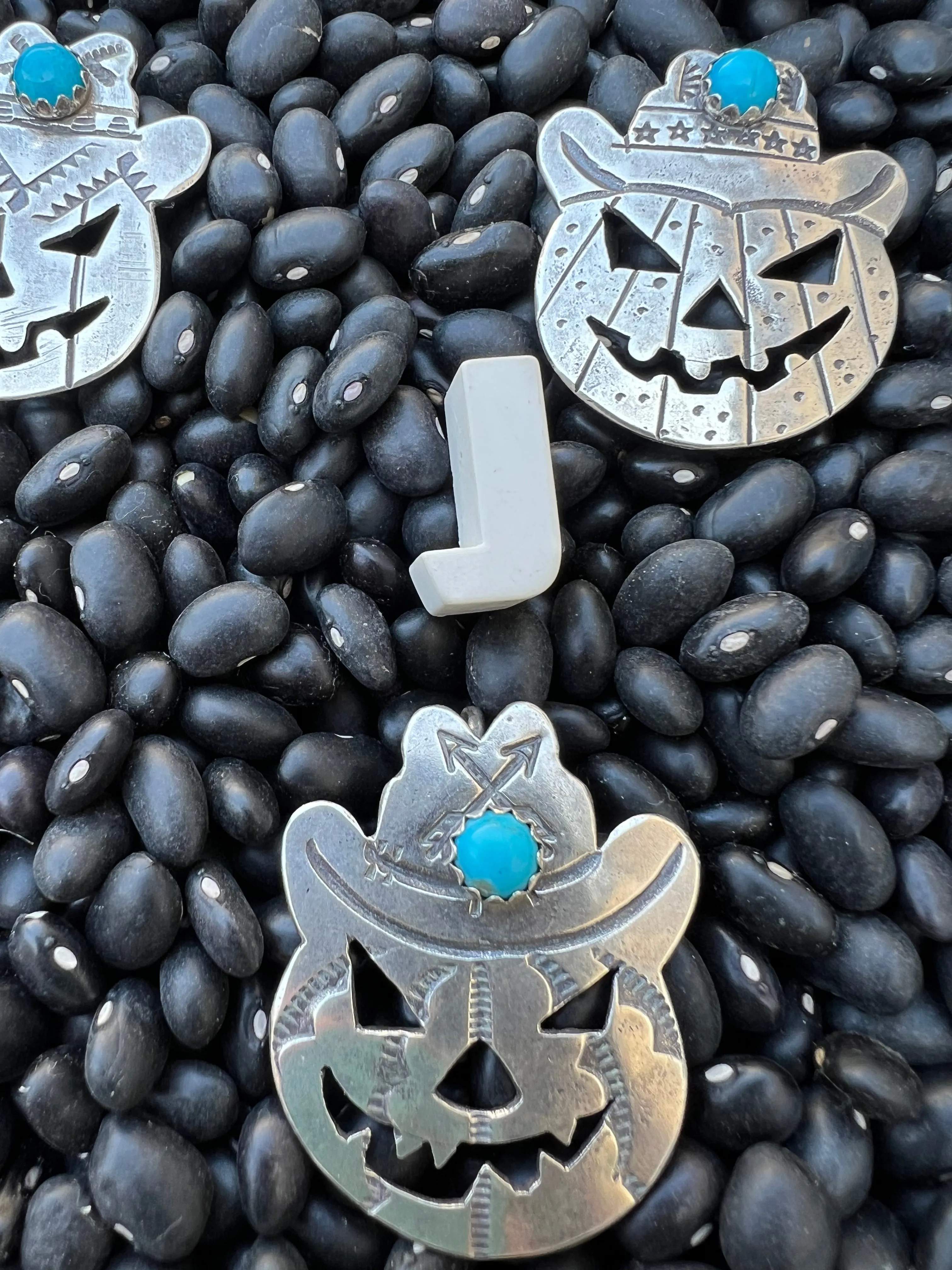 Turquoise Cowboy Jack O Lantern Pendant