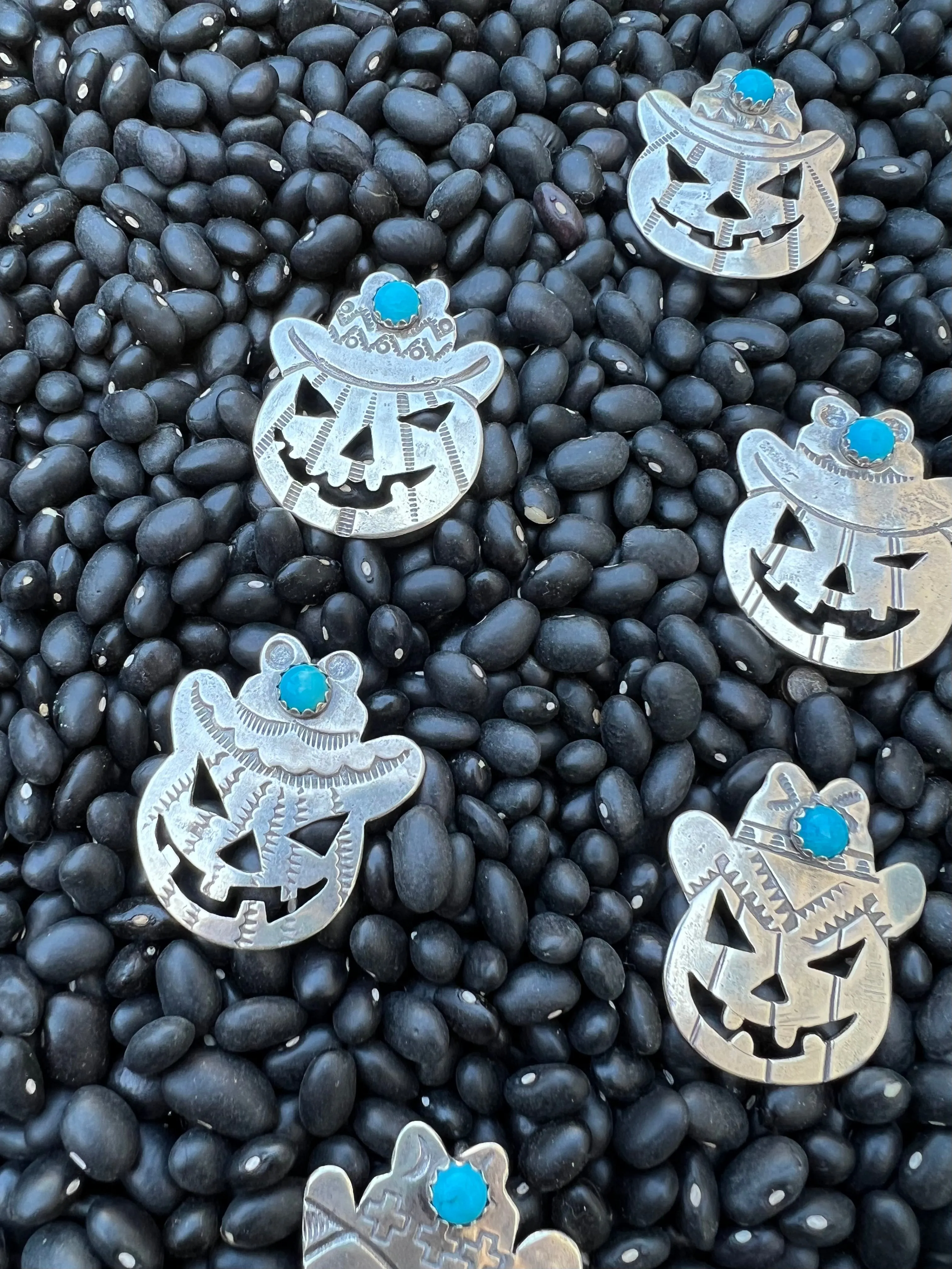 Turquoise Cowboy Jack O Lantern Pendant