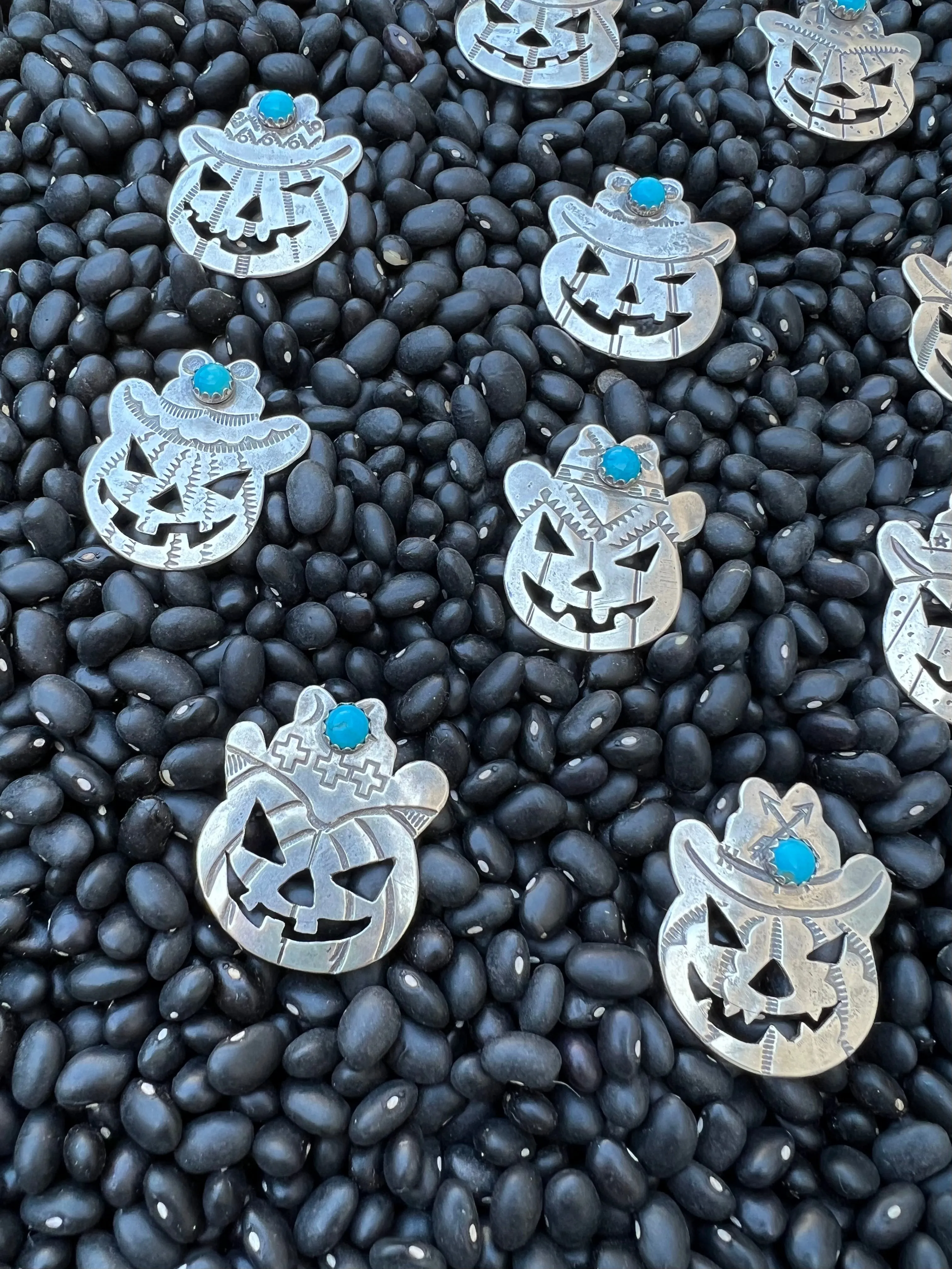 Turquoise Cowboy Jack O Lantern Pendant