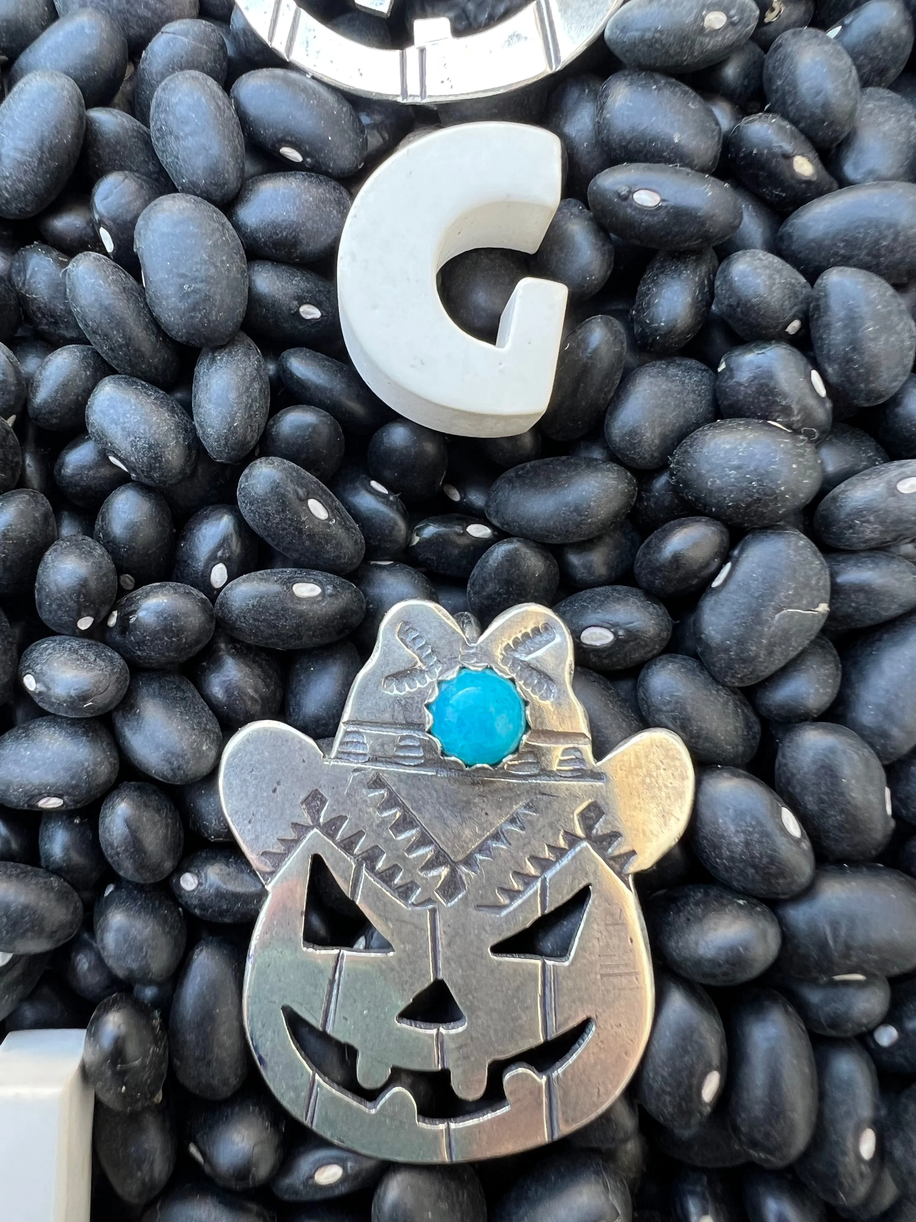 Turquoise Cowboy Jack O Lantern Pendant