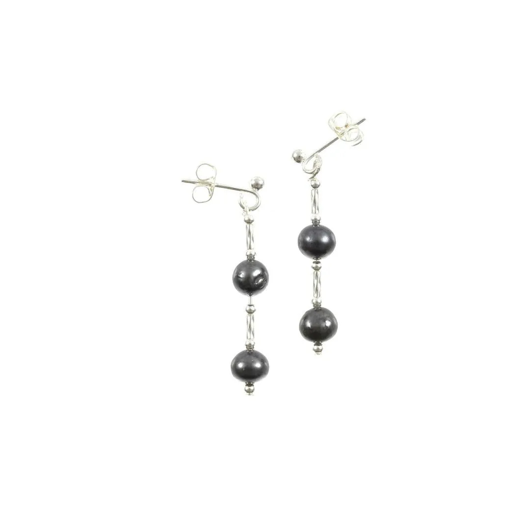 Twist Pearl Earrings Midnight