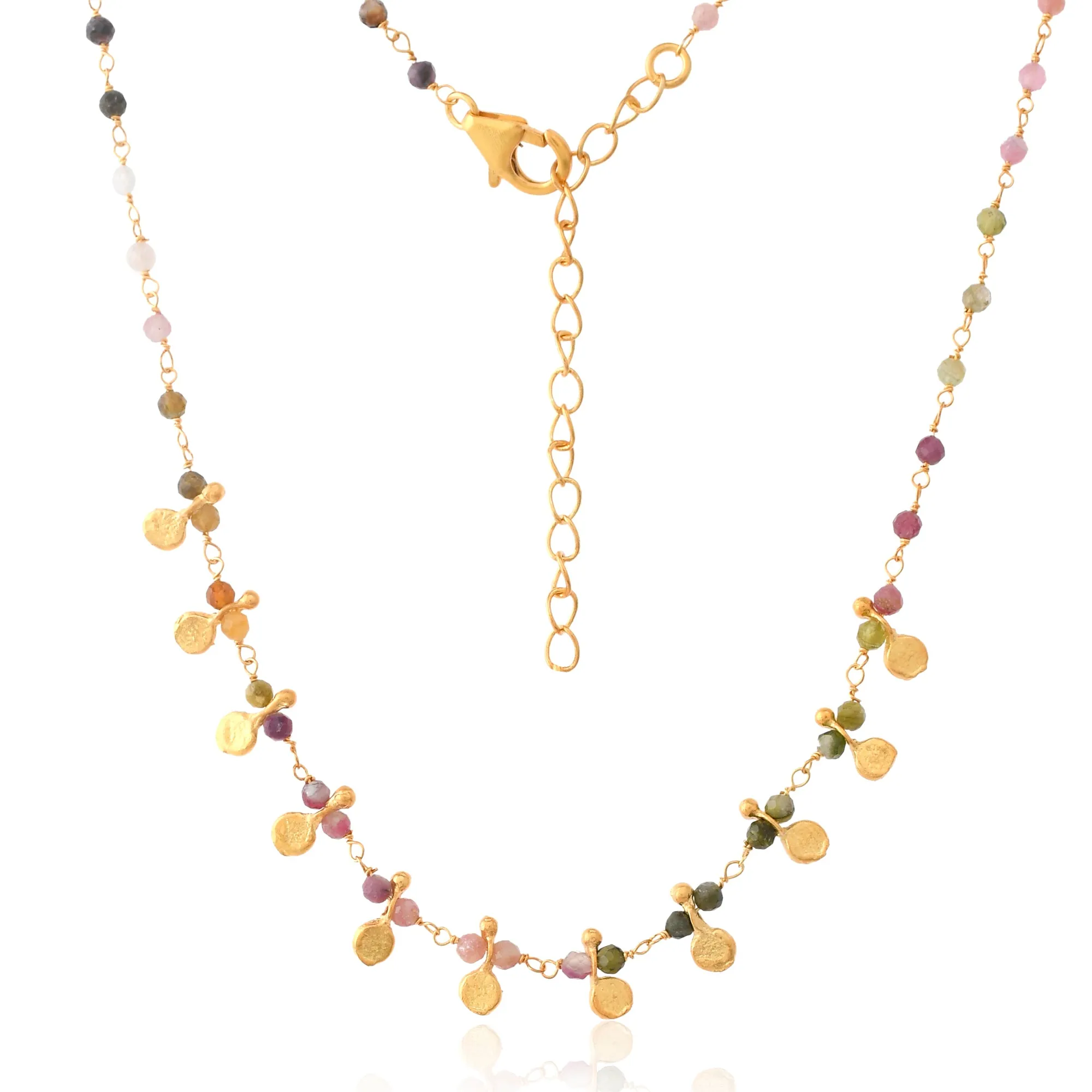 Vama | Perissa Necklace | Metal-Sterling Silver | Stone-Multi Tourmaline | Finish-Shiny