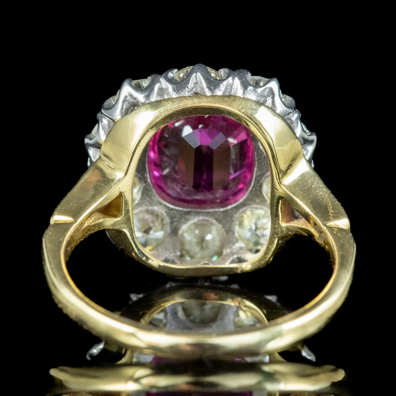 Victorian Style Pink Sapphire Diamond Cluster Ring 3.10ct Sapphire