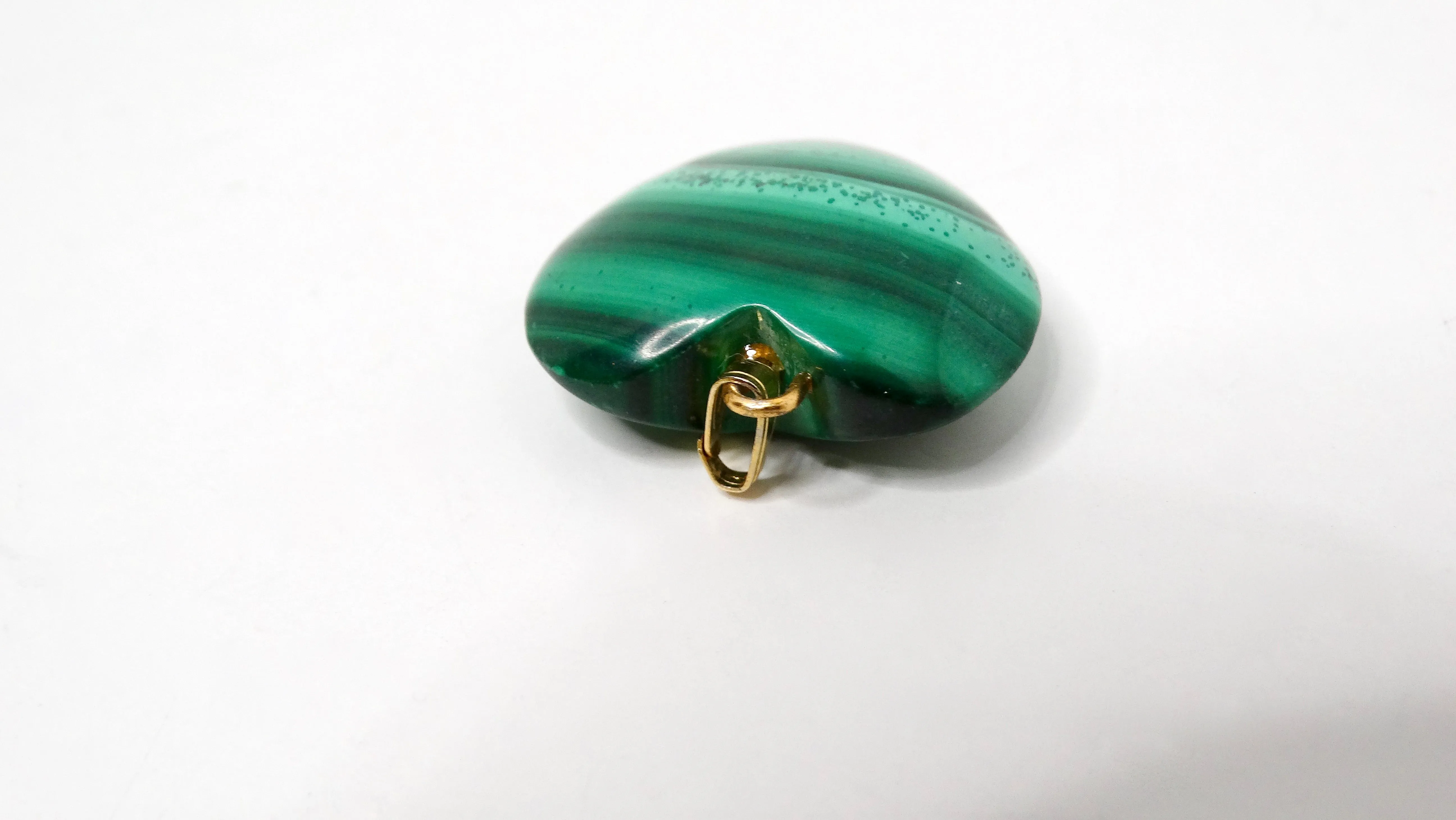 Vintage Polished Malachite Heart Pendant