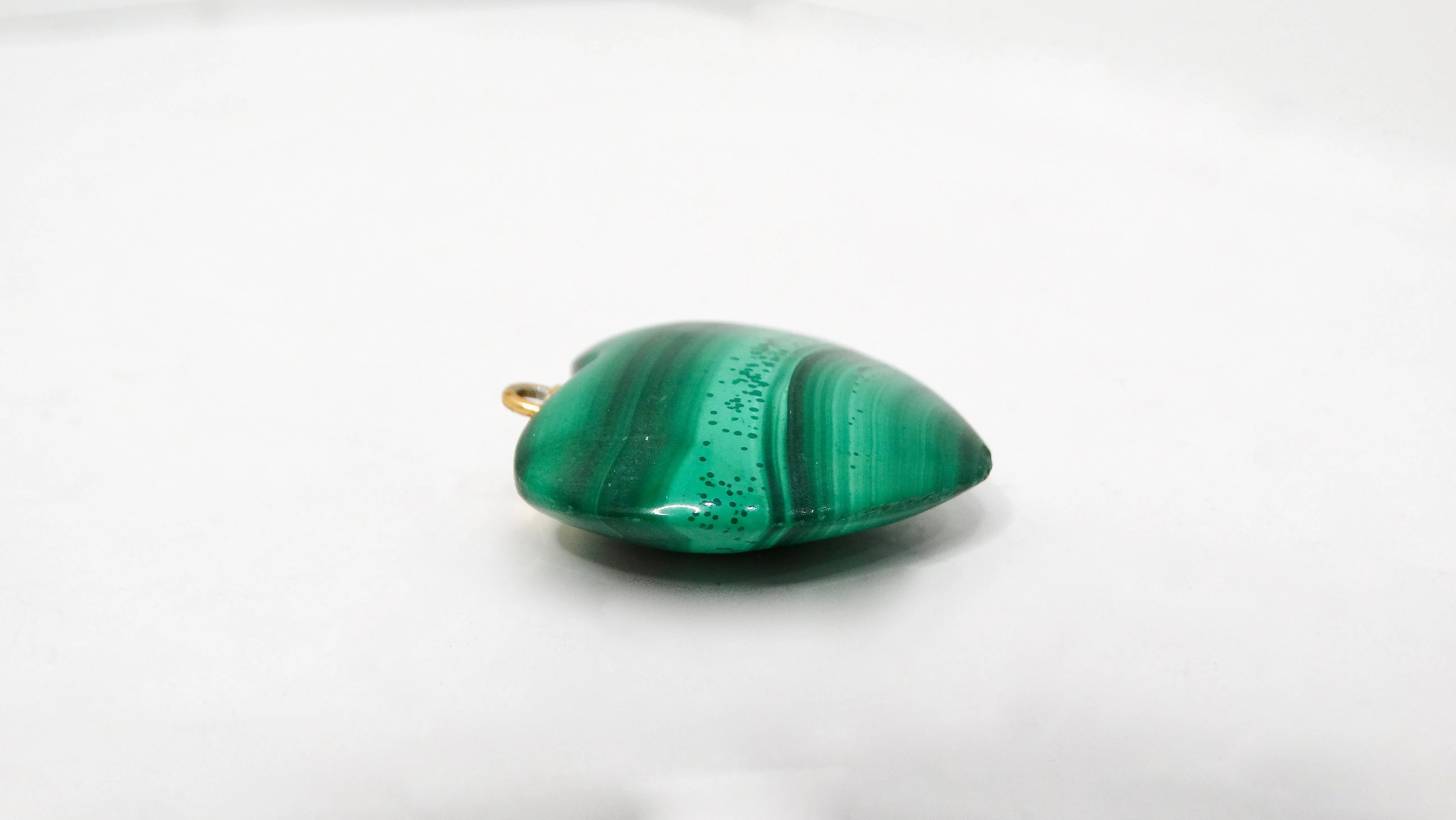 Vintage Polished Malachite Heart Pendant