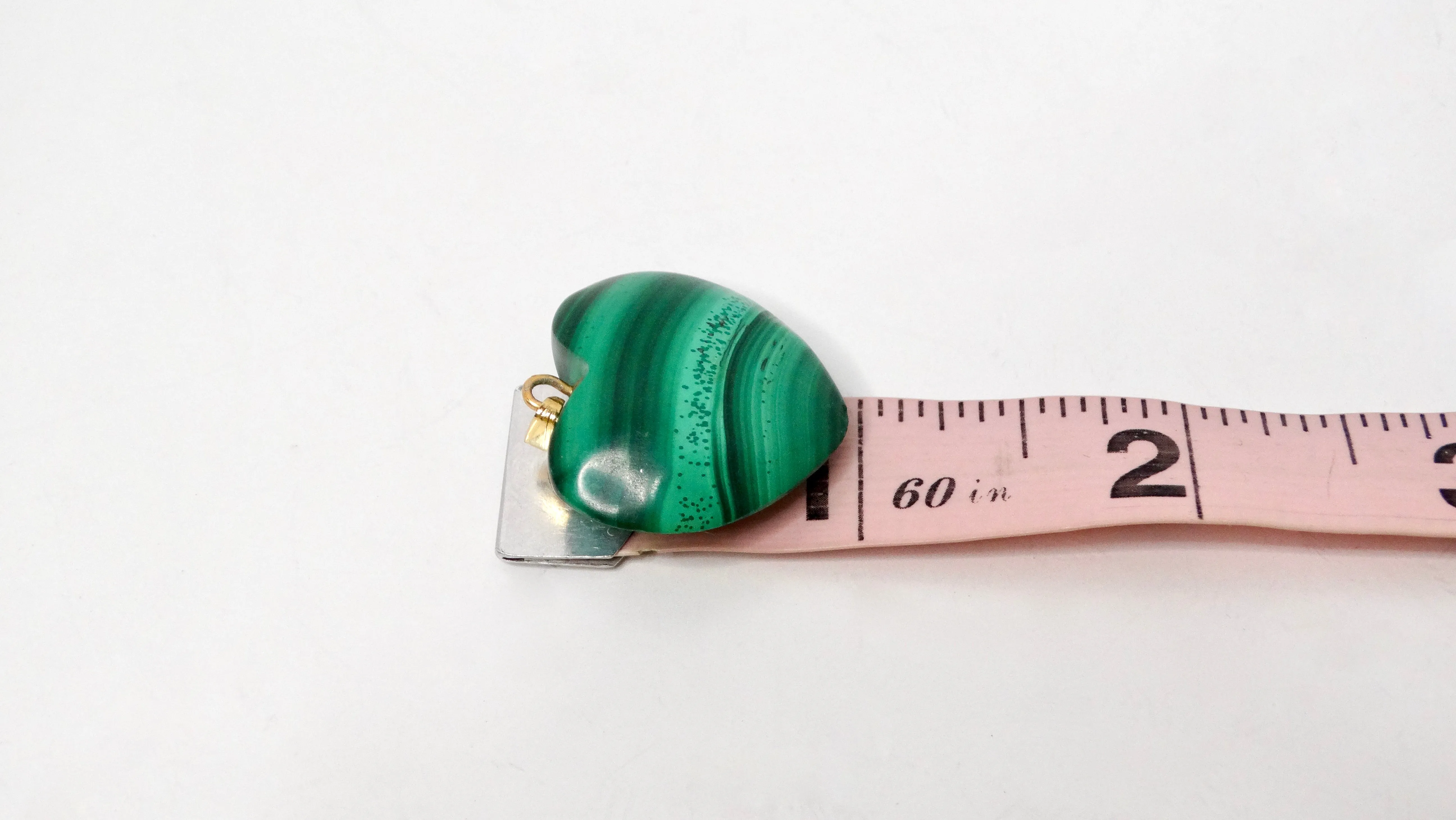 Vintage Polished Malachite Heart Pendant