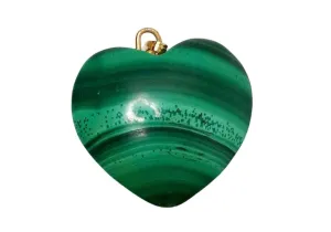 Vintage Polished Malachite Heart Pendant