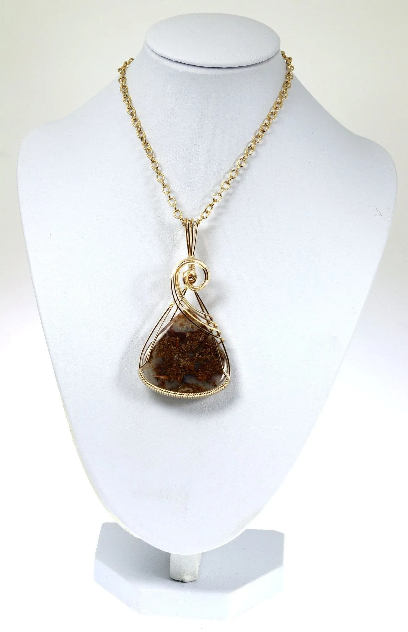 West Texas Agate 14K Gold-filled Wire Wrapped Pendant