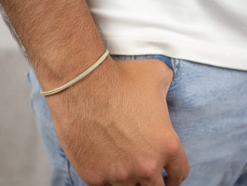 Wheat Chain Silver Bracelet For Men