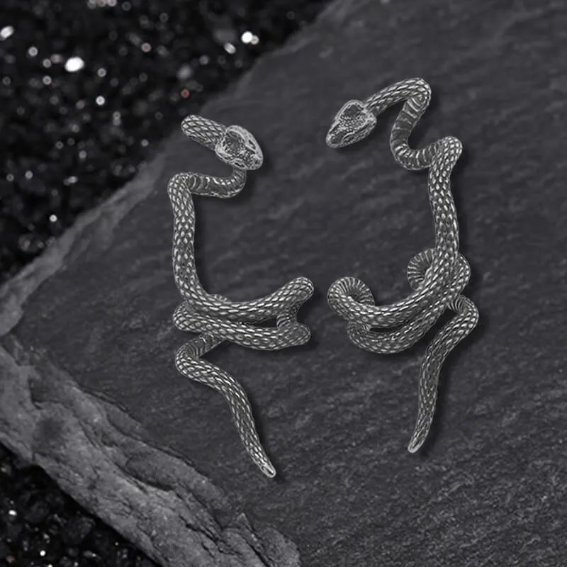 Winding Snake Stainless Steel Ear Cuffs